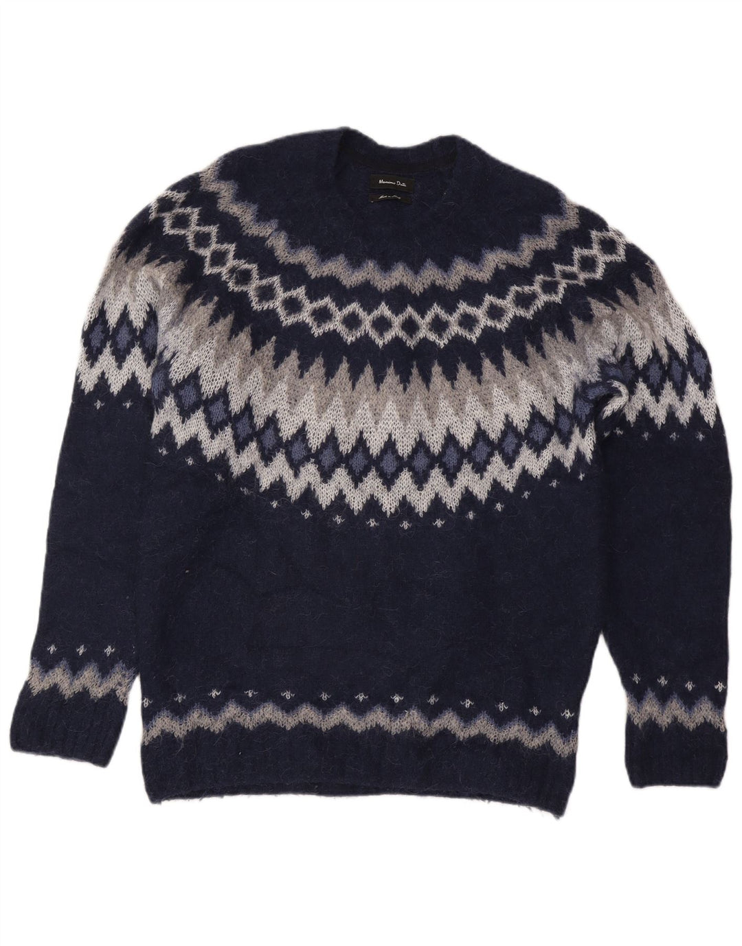 Sweter damski Massimo Dutti z okrągłym dekoltem UK 16, duży, granatowy