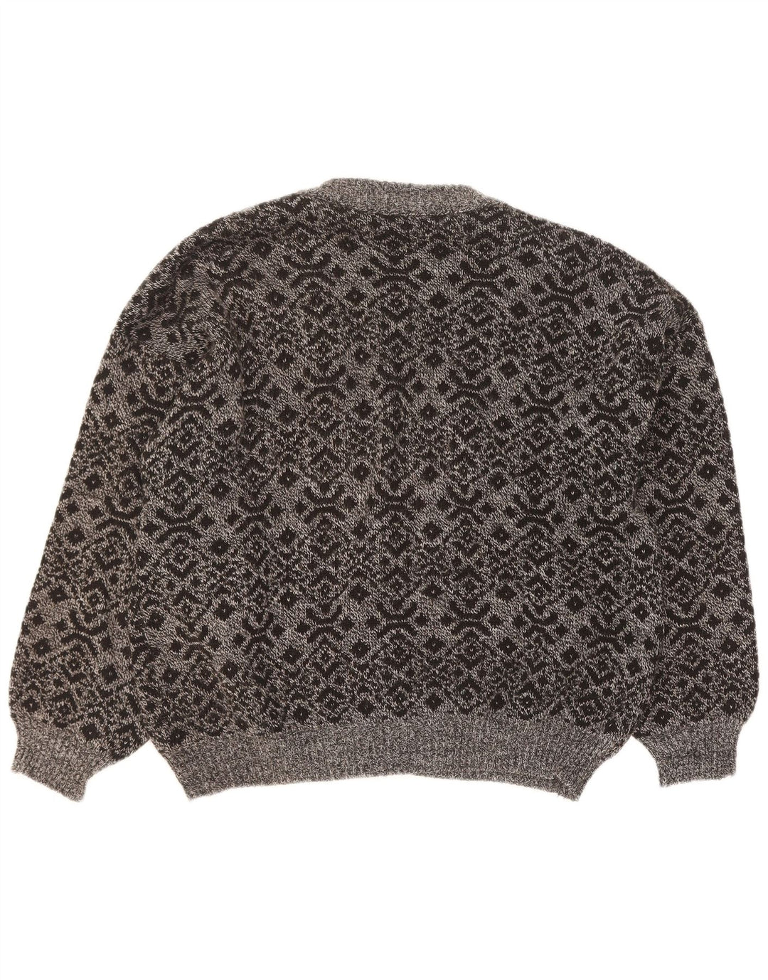 Vintage męski sweter rozpinany, duży, szary, geometryczny
