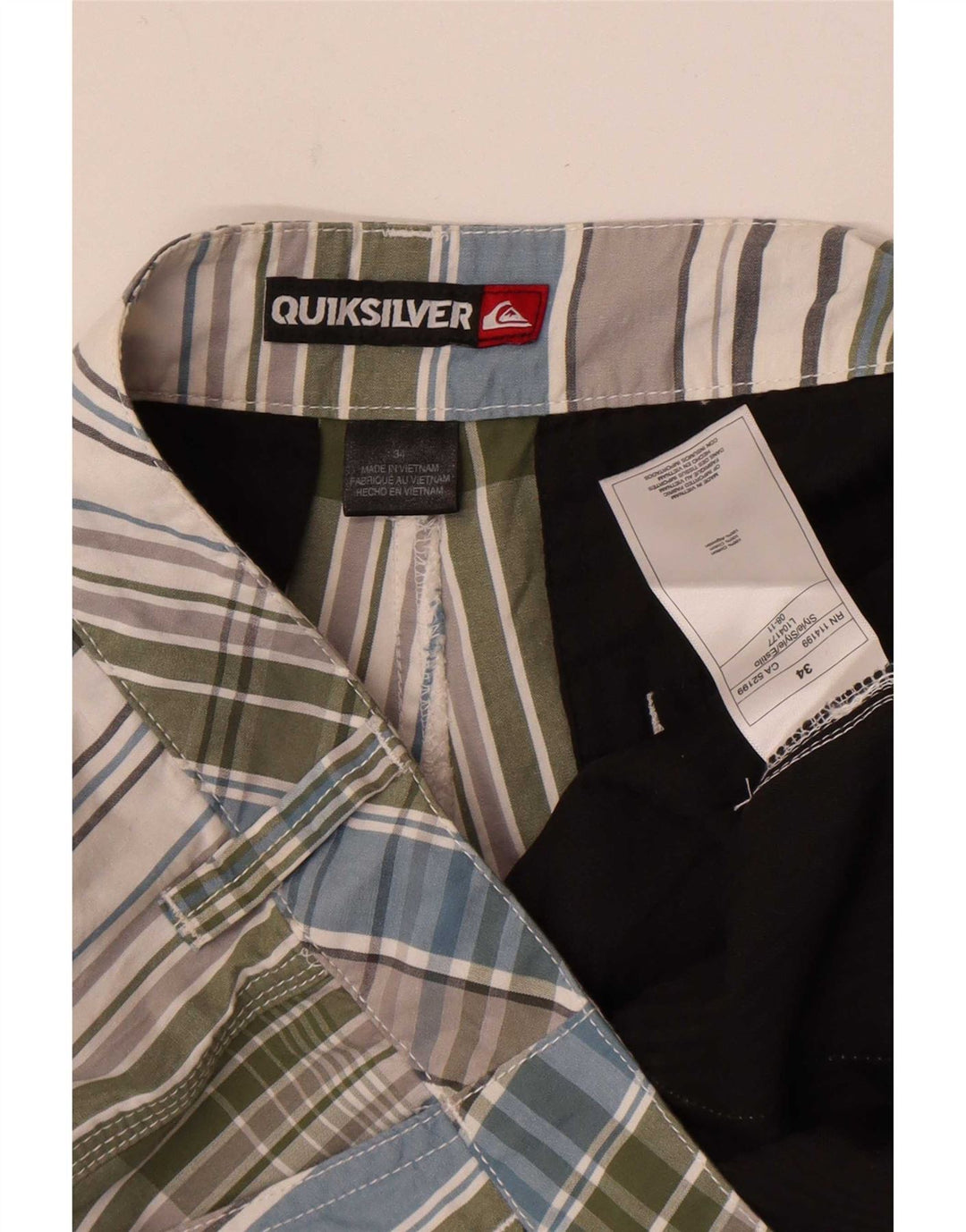 Męskie spodenki chino Quiksilver W34, duża, wielobarwna, bawełniana krata