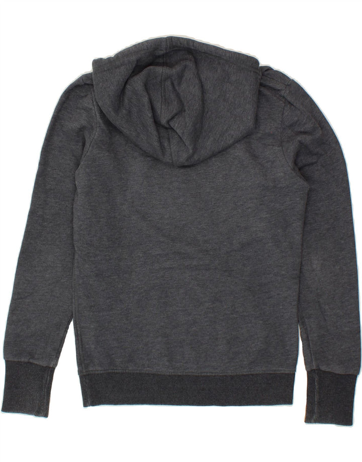 SUPERDRY Womens Graphic Hoodie Jumper UK 12 Medium Grey Vintage Superdry and Second-Hand Superdry from Messina Hembry 
