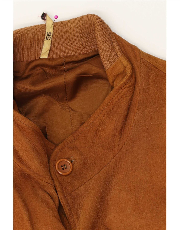 Vintage męska zamszowa kurtka bomber UK 40 duża brązowa skóra