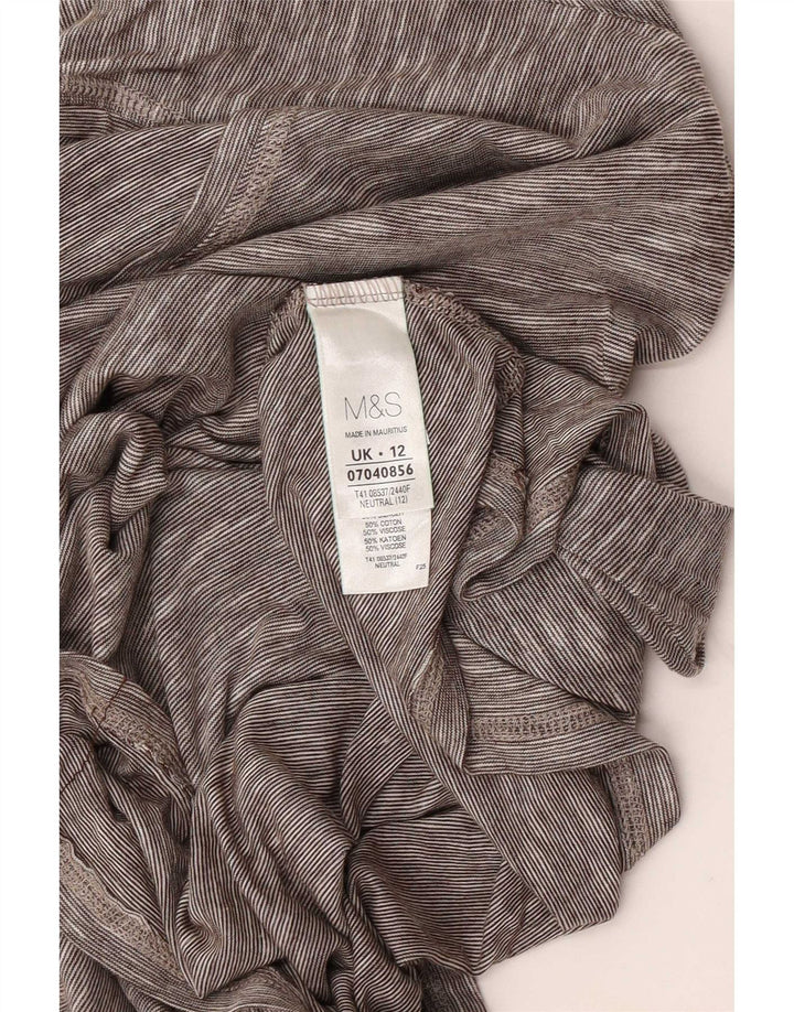 Marks & Spencer Damski top z rękawem 3/4, UK 12, średnioszary, bawełniany w cętki