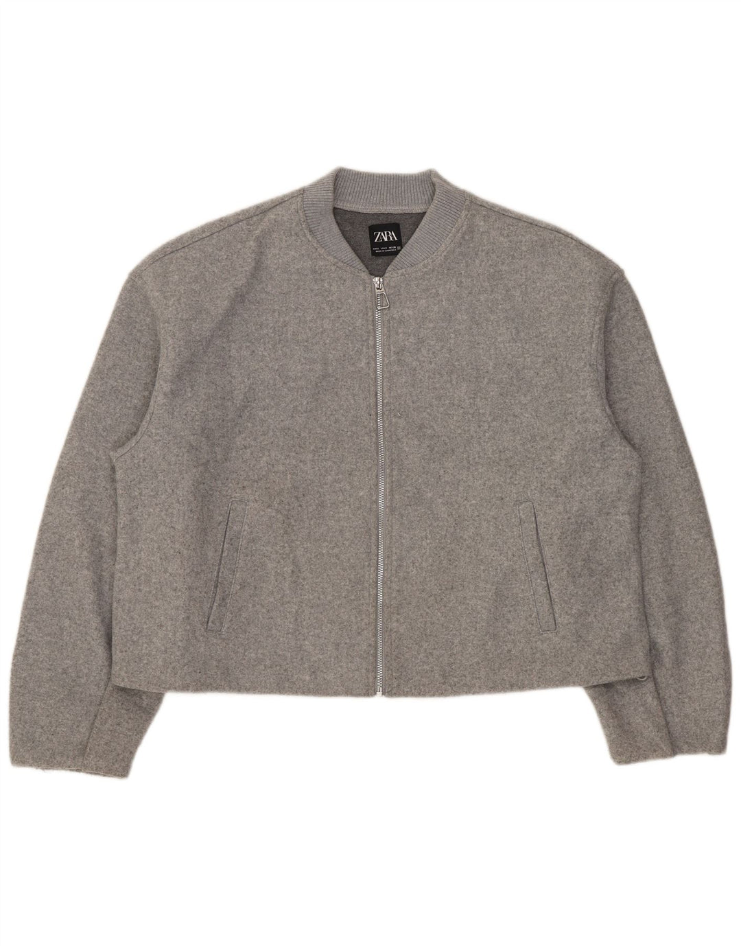 Damska kurtka bomberka Zara Oversize UK 10, mała, szara, z poliestru