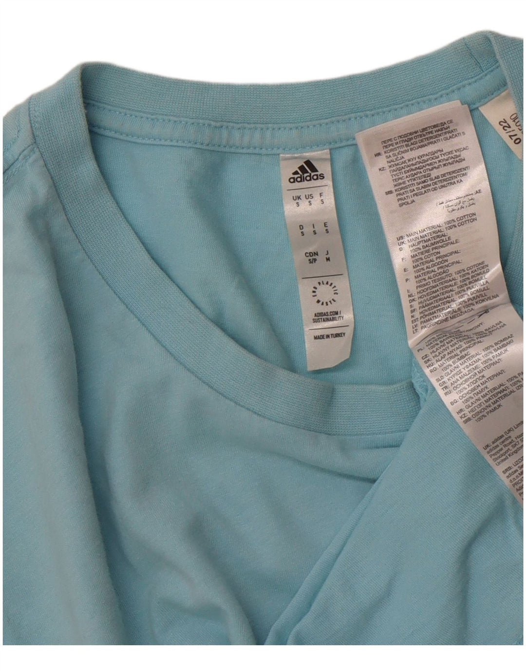 Męski T-shirt z grafiką ADIDAS, mały, niebieski, bawełniany