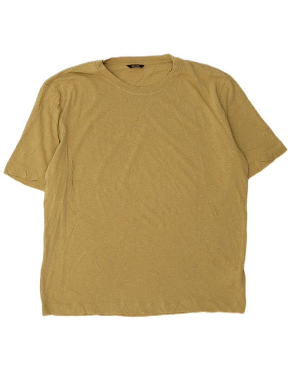 T-shirt damski Massimo Dutti Top UK 20 2XL Żółty lniany