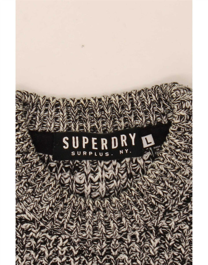 Męski sweter Superdry z okrągłym dekoltem, duży, szary, nakrapiany