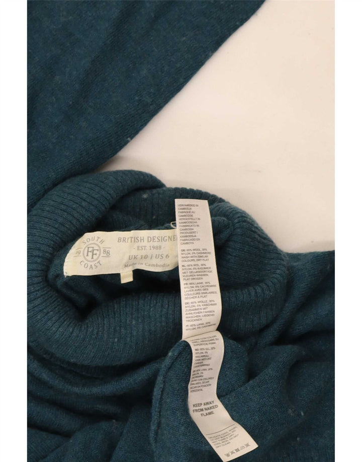 Damski sweter z golfem Fat Face UK 10 Small Blue Wełna