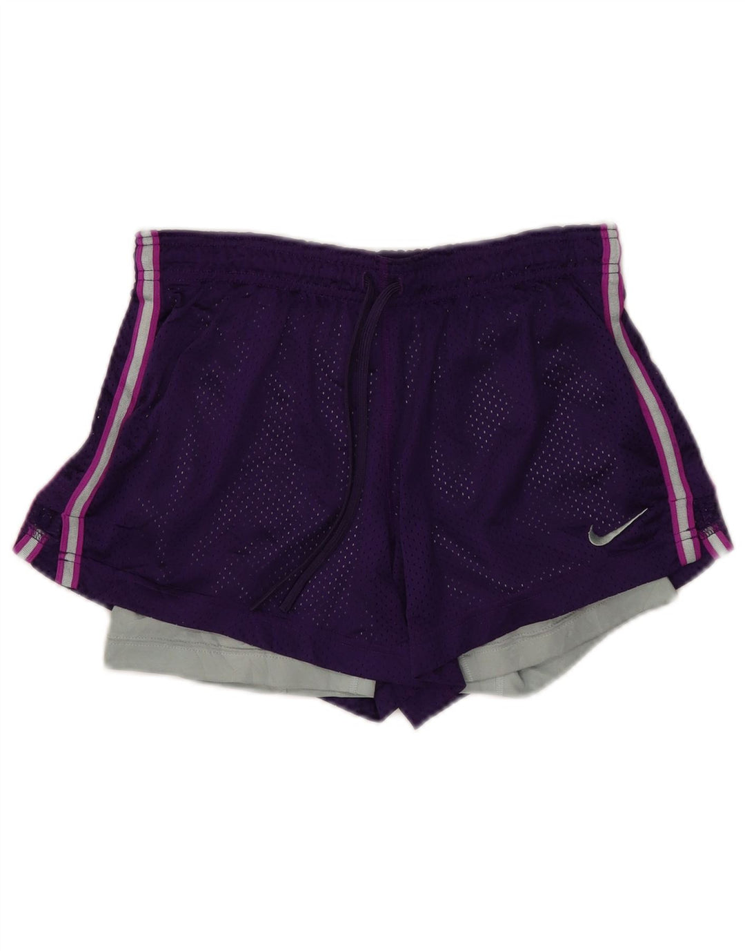 Damskie spodenki sportowe NIKE Dri Fit UK 8, mały fioletowy, poliester w blokach kolorów
