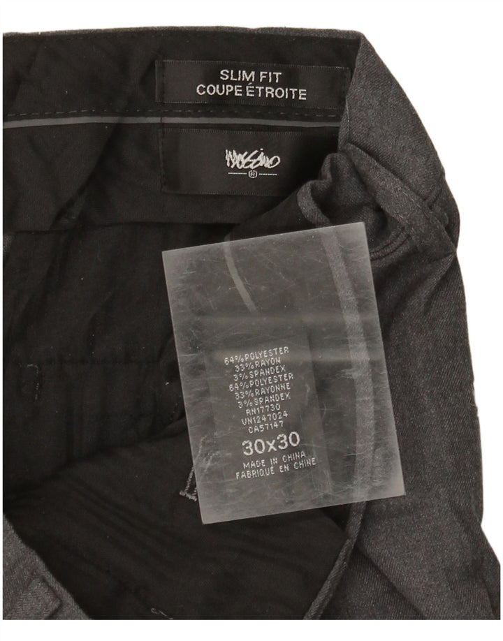 Męskie spodnie garniturowe slim fit MOSSIMO W30 L30 Szary poliester