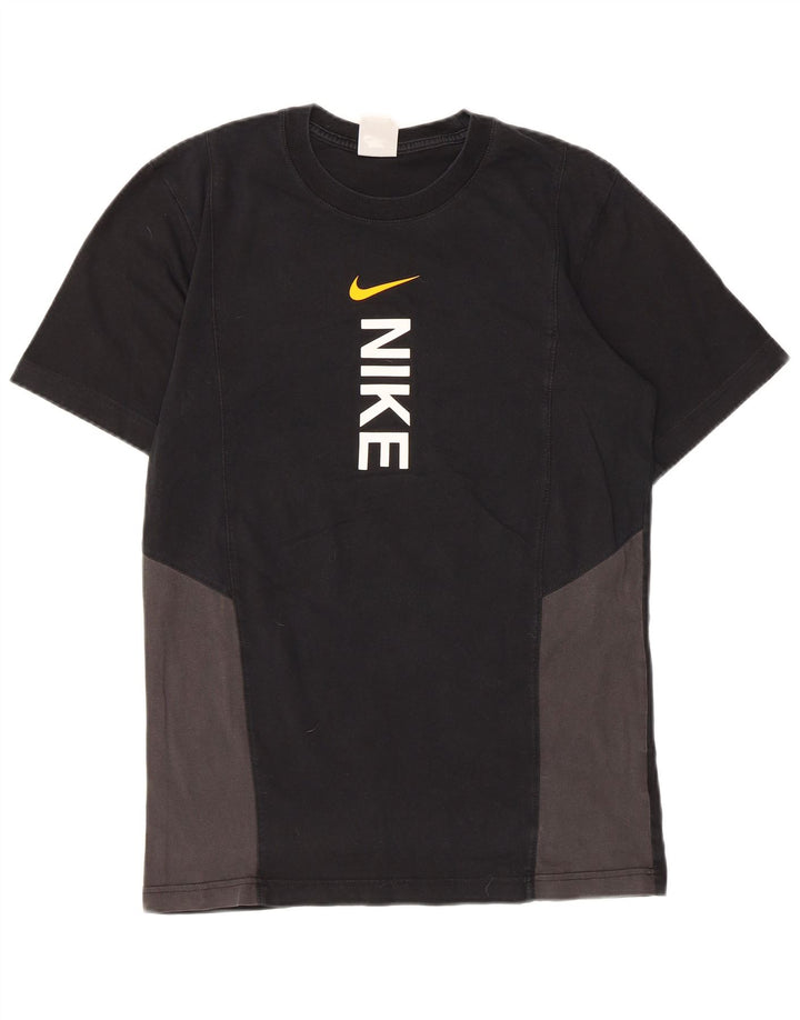 Męski T-shirt z grafiką Nike, mały, czarny, bawełniany z blokami kolorów