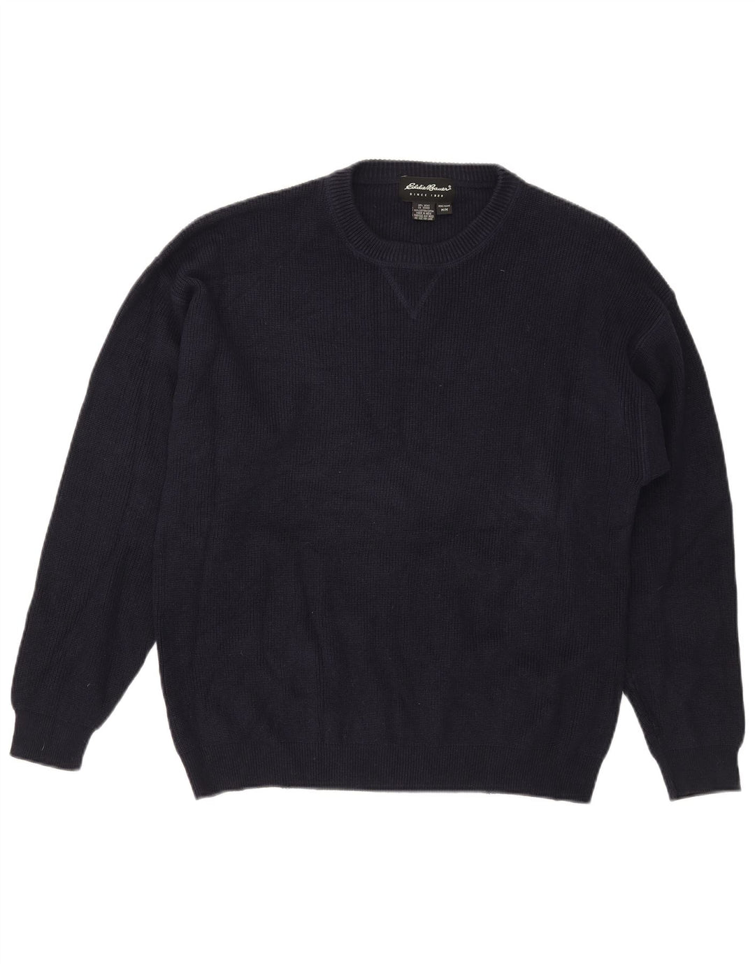 Męski sweter z okrągłym dekoltem Eddie Bauer, średni granatowy, bawełniany