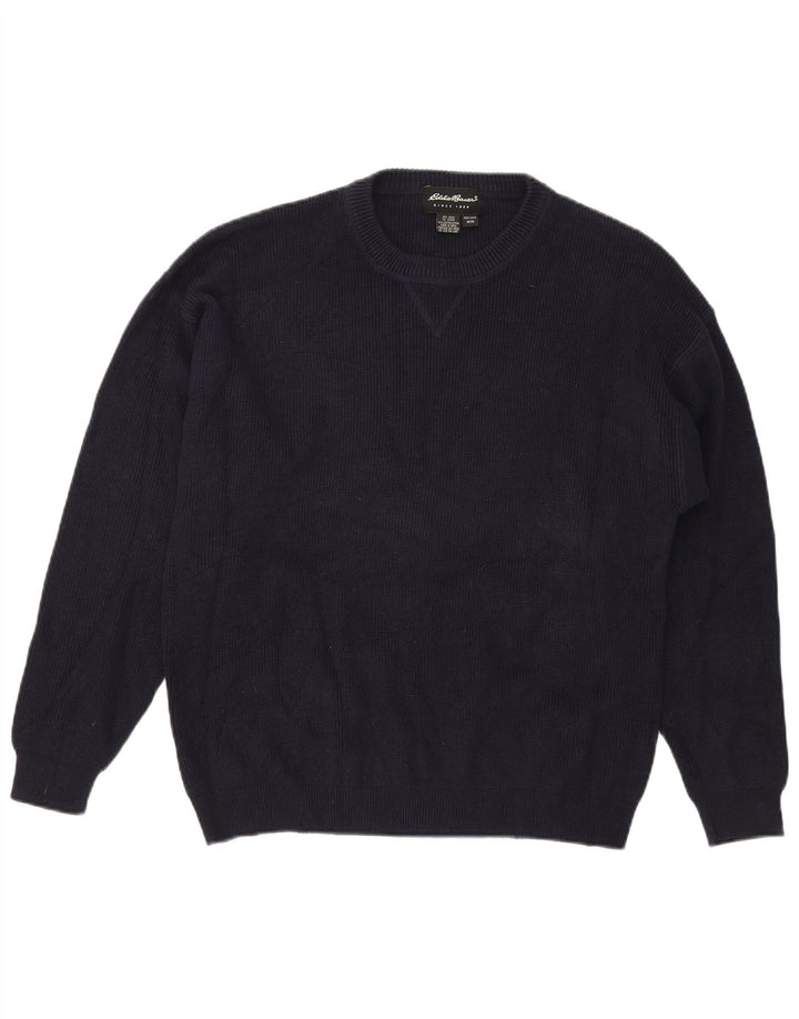Męski sweter z okrągłym dekoltem Eddie Bauer, średni granatowy, bawełniany