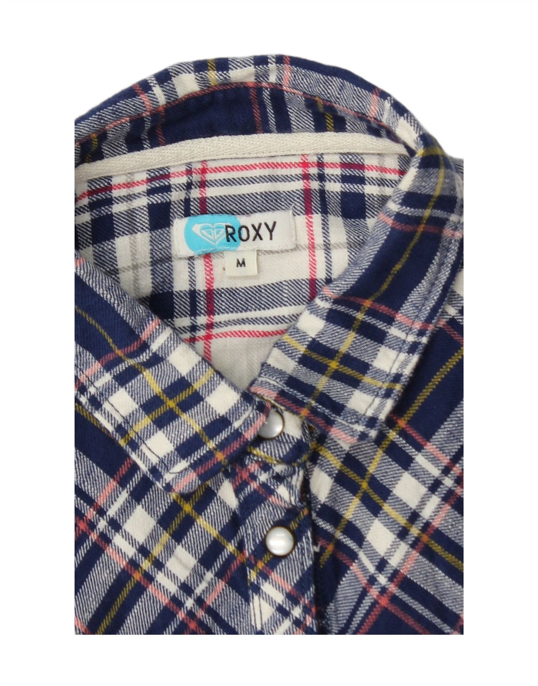 ROXY Womens Flannel Shirt UK 12 Medium Blue Check Cotton