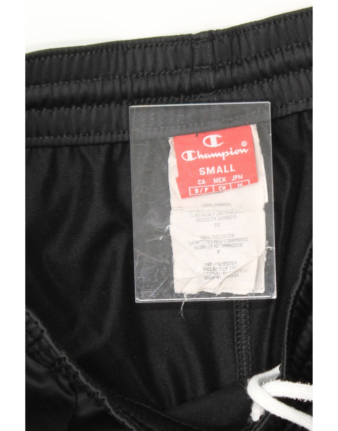 CHAMPION Mens Graphic Tracksuit Trousers Small Black Colourblock Polyester Vintage Champion and Second-Hand Champion from Messina Hembry 