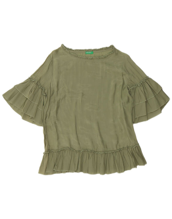 Damska bluzka oversize BENETTON Top UK 10 Small Green Cupro