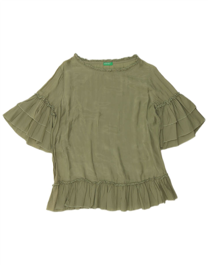 Damska bluzka oversize BENETTON Top UK 10 Small Green Cupro