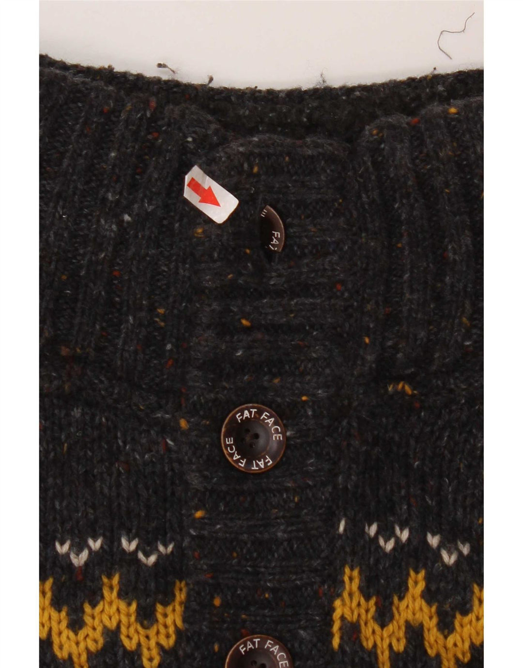 Męski sweter zapinany na guziki Fat Face Średni szary Fair Isle Wool