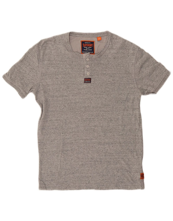 Superdry Mens T-Shirt Top Large Grey Flecked Cotton
