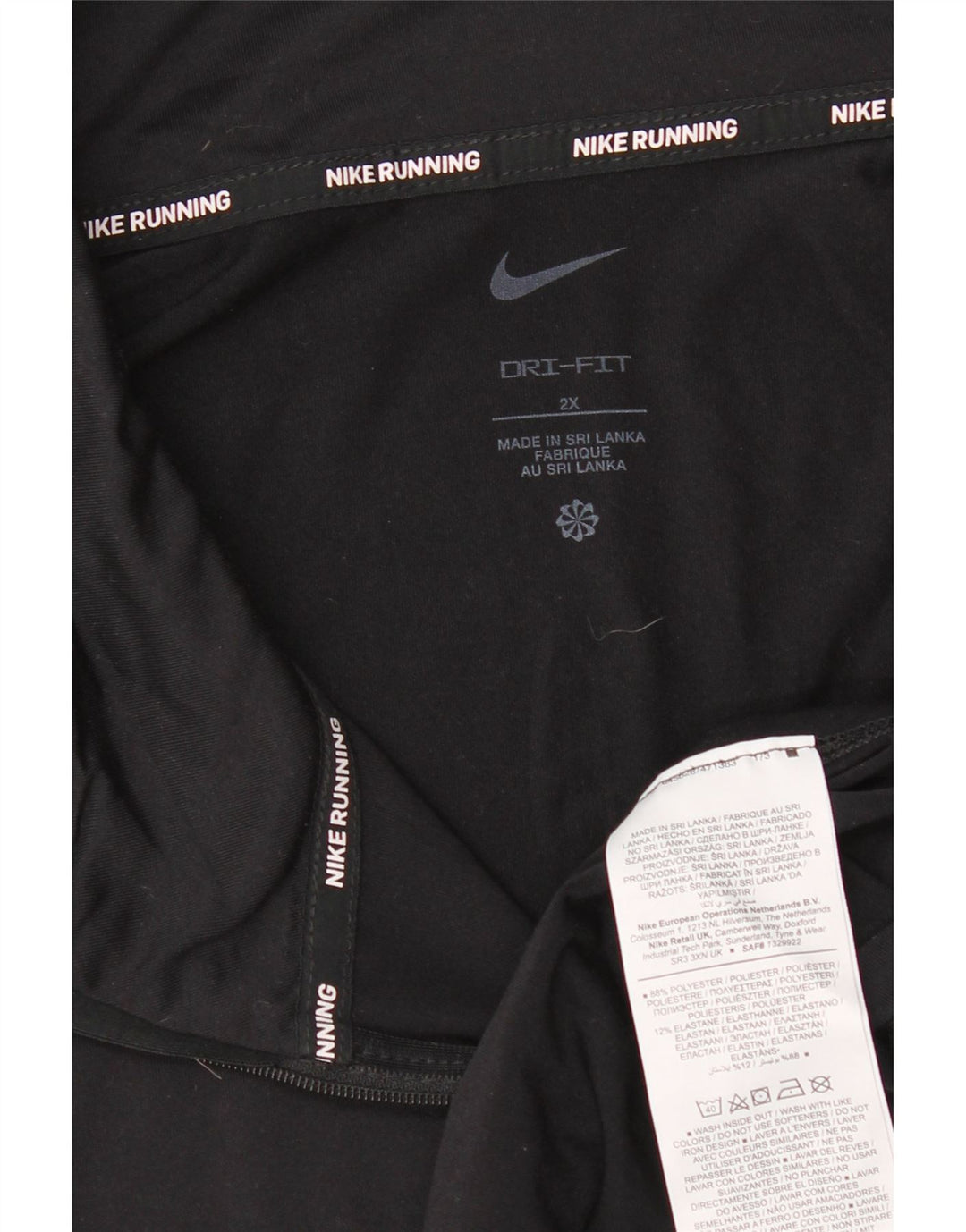 Męska koszulka do biegania Nike z zamkiem błyskawicznym i długim rękawem, 2XL, czarny poliester