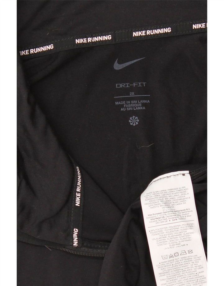 Męska koszulka do biegania Nike z zamkiem błyskawicznym i długim rękawem, 2XL, czarny poliester