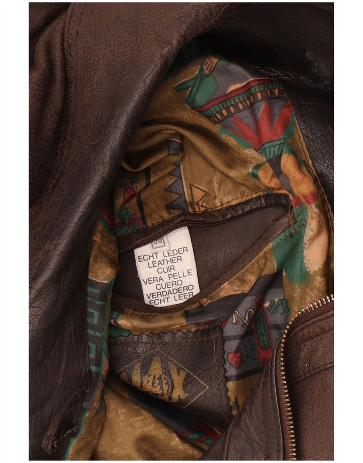 Vintage męska kurtka bomberka skórzana IT 56 3XL brązowa skóra