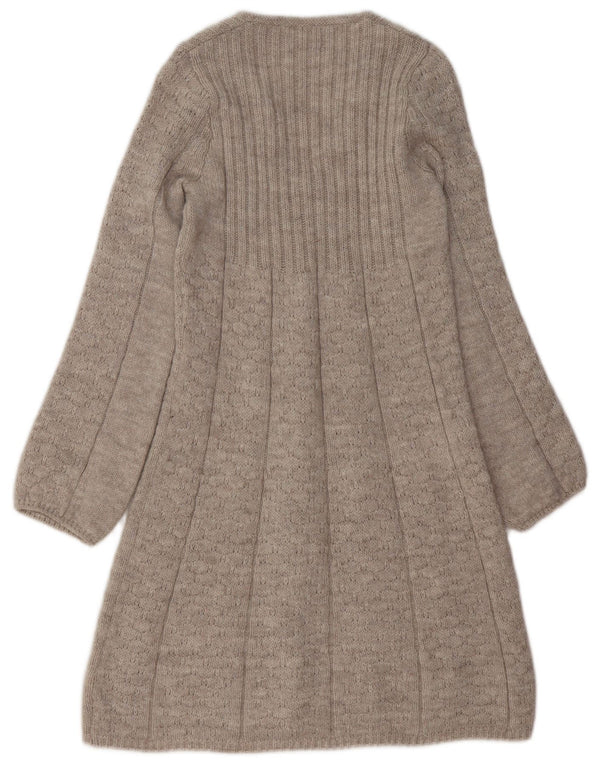 VINTAGE Womens Jumper Dress UK 10 Small Beige Acrylic