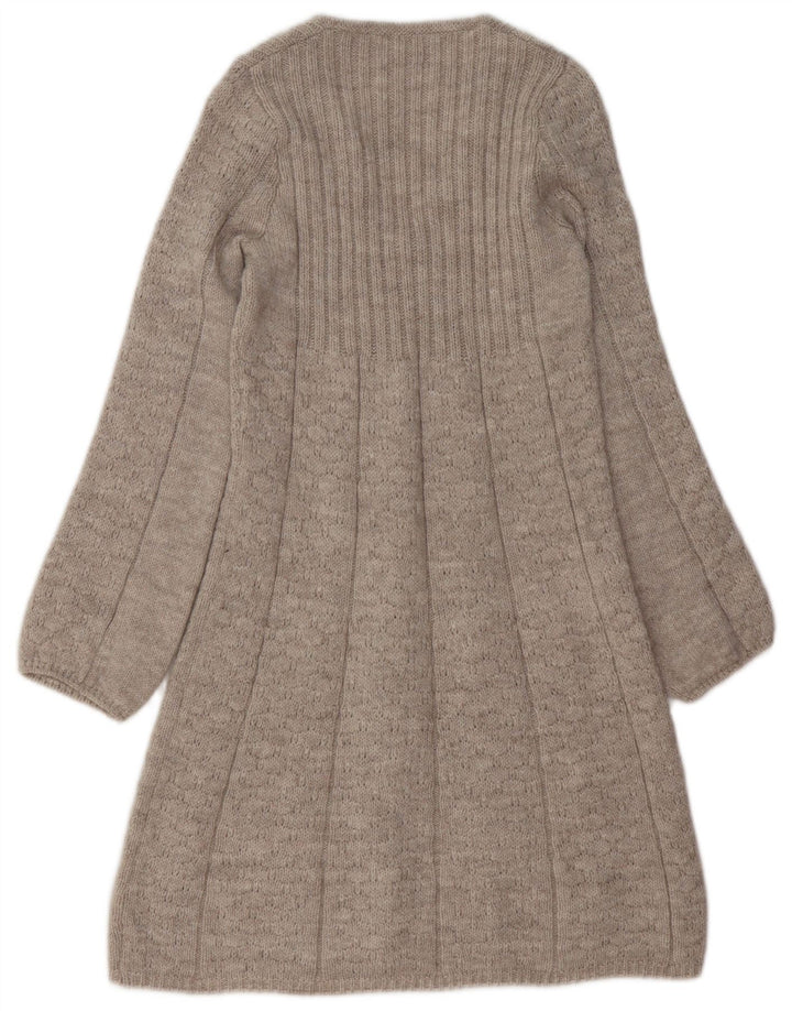 VINTAGE Damska Sukienka Sweterowa UK 10 Mały Beżowy Akryl