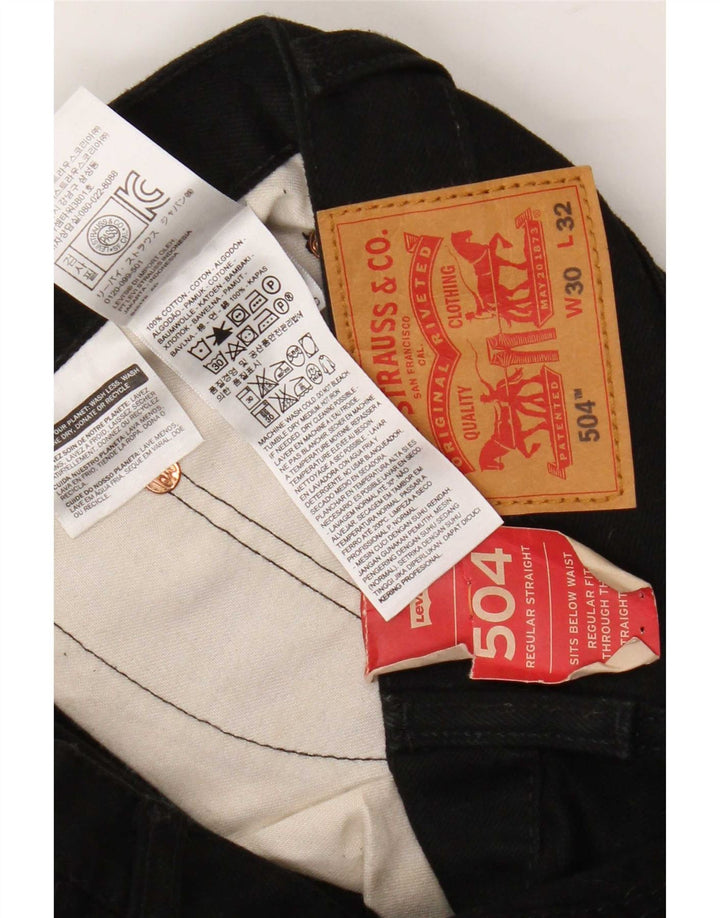 Męskie jeansy Levi's 504 Regular Straight W30 L32 Czarna bawełna