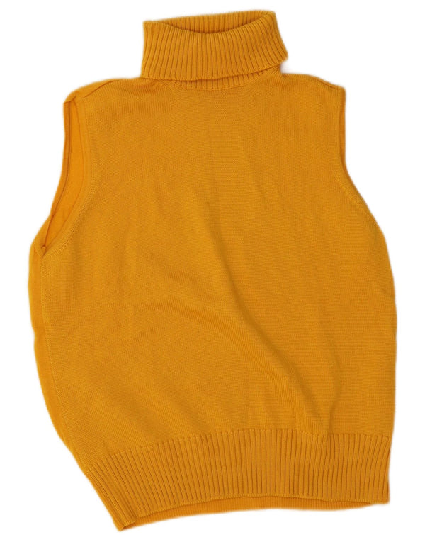 Vintage damski podkoszulek z golfem i golfem UK 14, średnia żółta wełna z merynosów