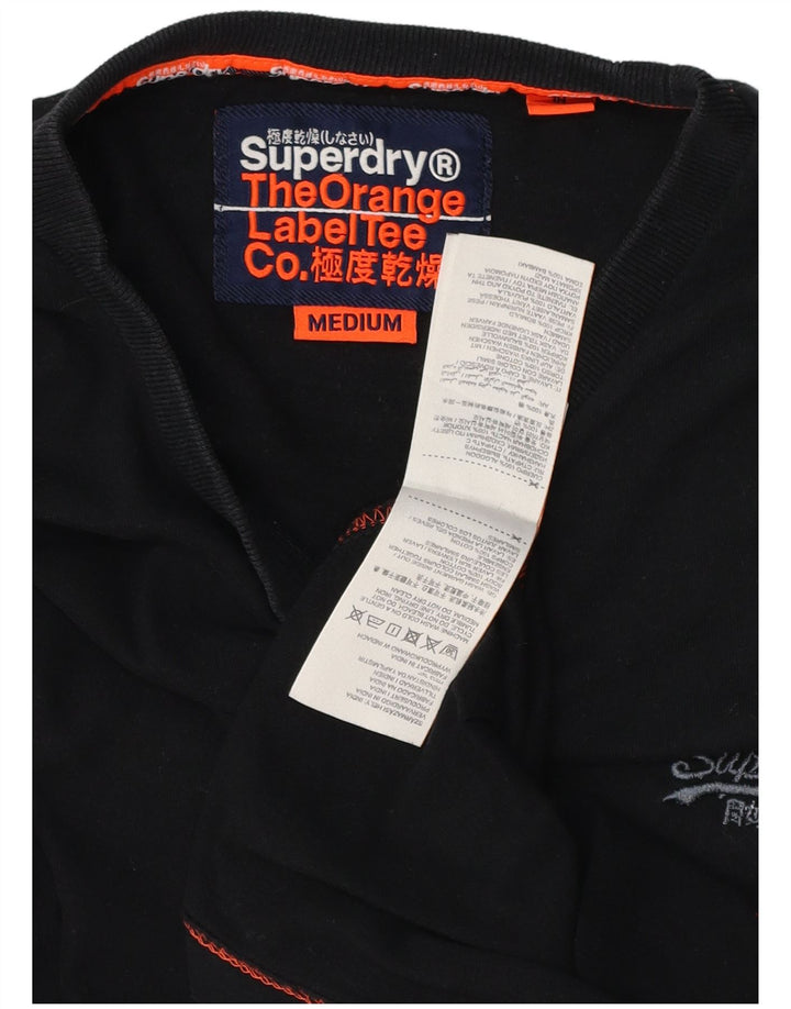 SUPERDRY Męski T-shirt Top Średni Czarny Bawełniany