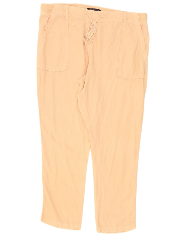 Marks & Spencer Damskie spodnie typu slim casual UK 16 Large W36 L28 Różowy lniany