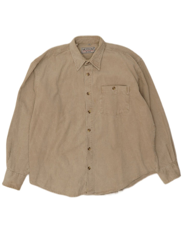 Koszula sztruksowa męska Vintage, rozmiar 43/44 XL, beżowa bawełna