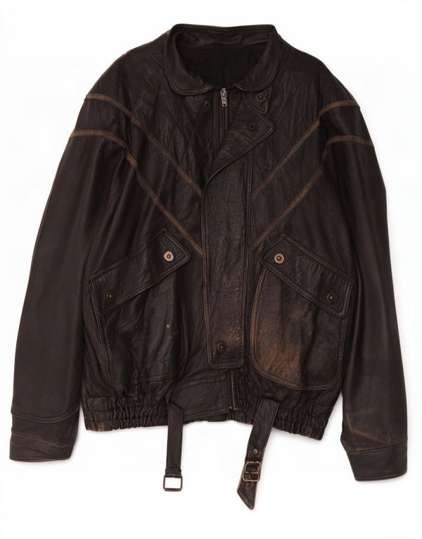 Vintage męska kurtka skórzana UK 44 2XL czarna