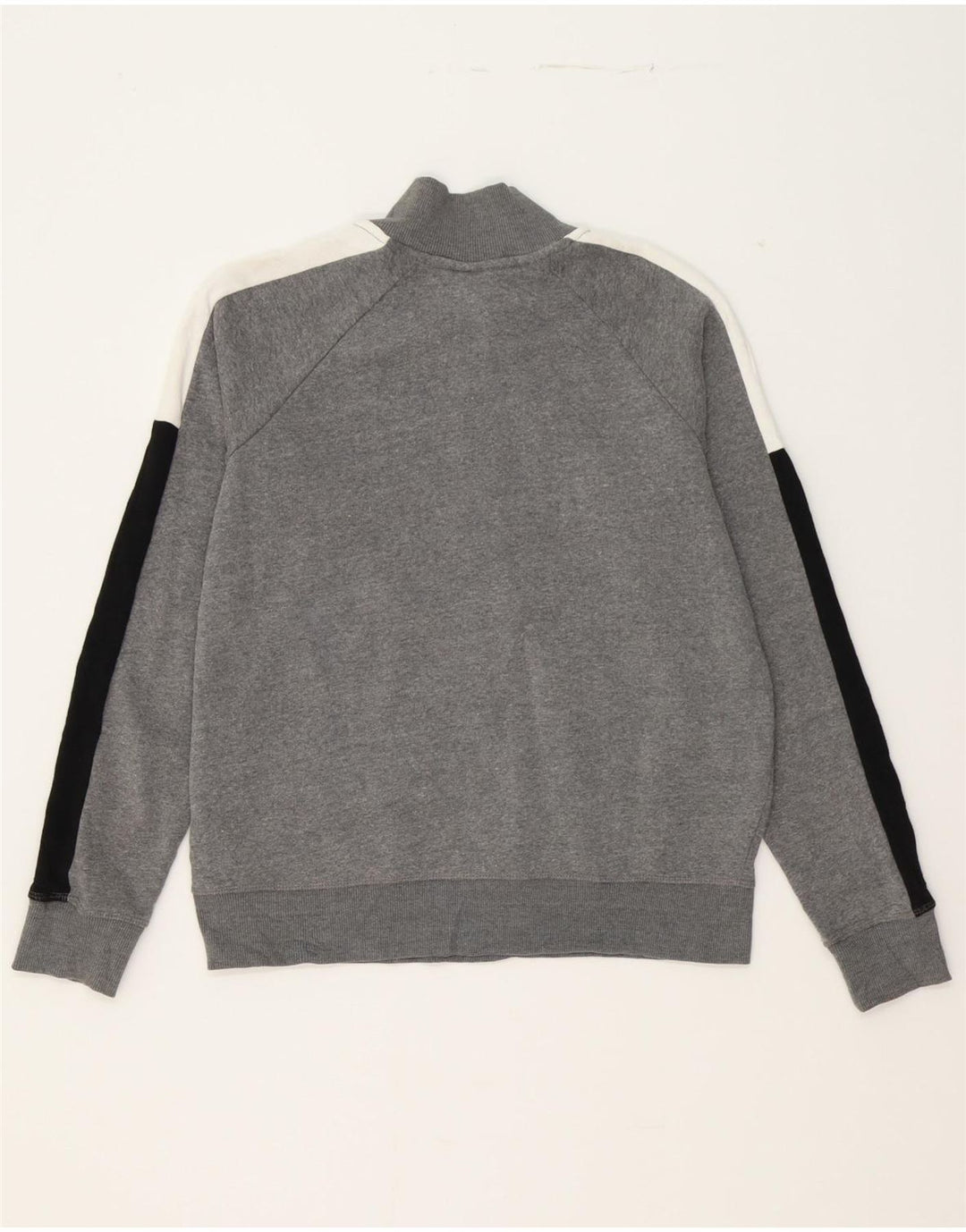 REEBOK Womens Zip Neck Sweatshirt Jumper UK 14 Medium Grey Colourblock Vintage Reebok and Second-Hand Reebok from Messina Hembry 