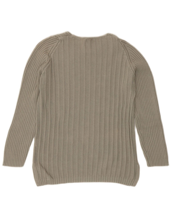 Sweter damski Stefanel z dekoltem w łódkę, UK 10, mały, szary, bawełniany