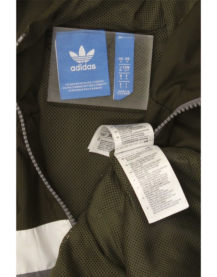 Męska bluza dresowa z kapturem Adidas, mała, szara, poliestrowa blok kolorów