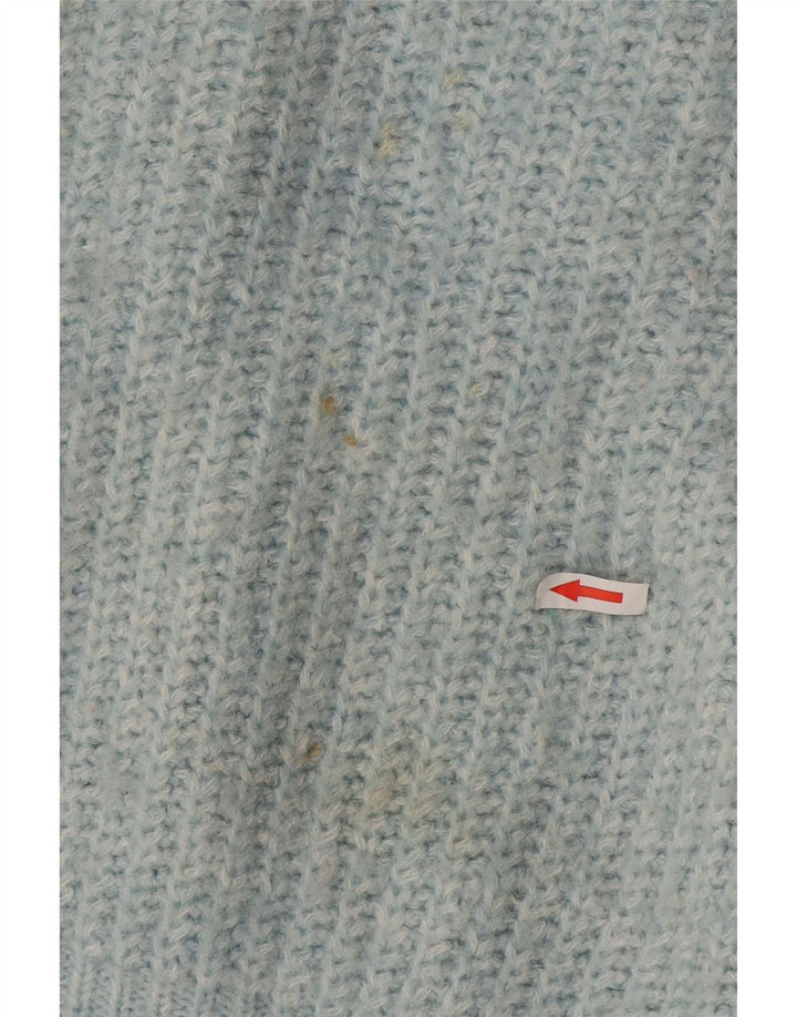 Damski sweter oversize z dekoltem w łódkę Zara UK 14, średni niebieski poliester
