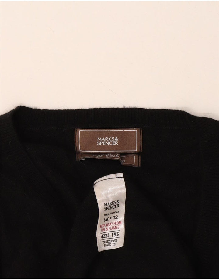 Sweter damski Marks & Spencer z dekoltem w kształcie litery V, UK 12, średni czarny wiskoza