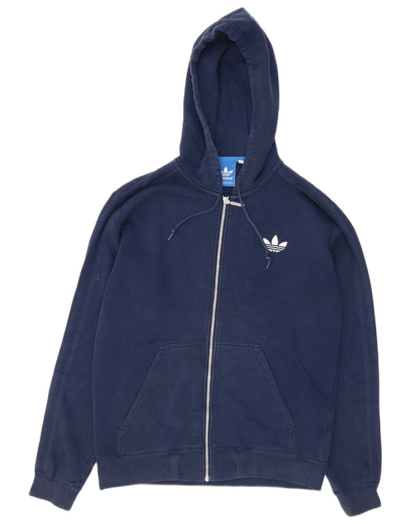 Adidas Męski sweter z kapturem i zamkiem błyskawicznym, średni granatowy, bawełniany