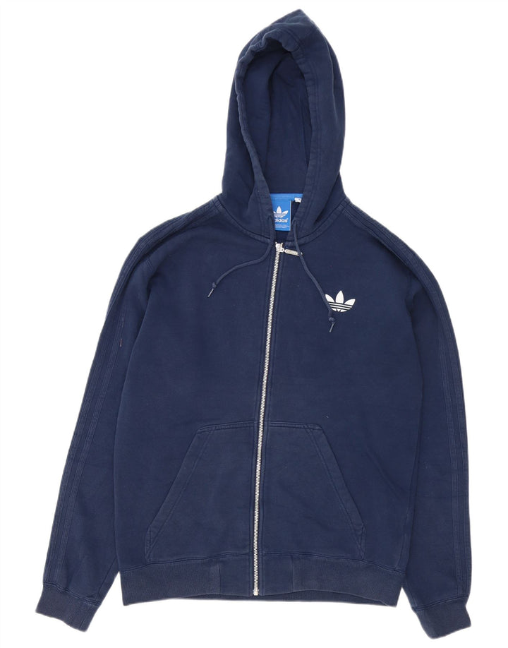 Adidas Męski sweter z kapturem i zamkiem błyskawicznym, średni granatowy, bawełniany