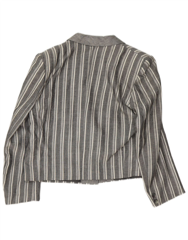 Vintage damska marynarka zapinana na 1 guzik UK 12 w średnie szare paski