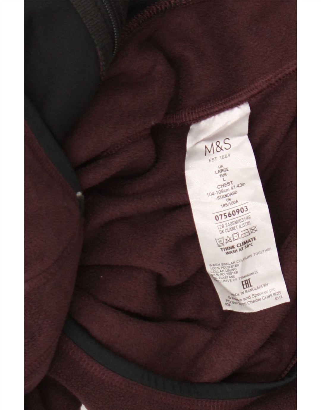 Męska kurtka polarowa Marks & Spencer UK 40, duża, bordowa, poliestrowa