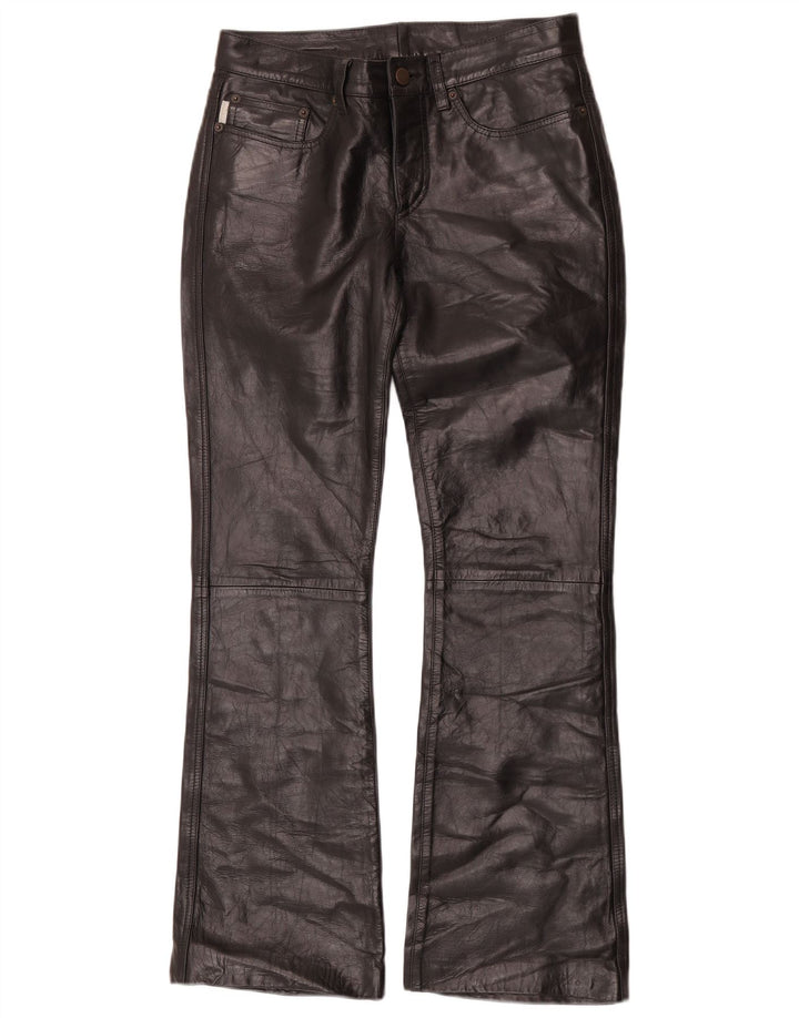 Damskie spodnie skórzane Bootcut Iceberg W27 L29 Czarna skóra