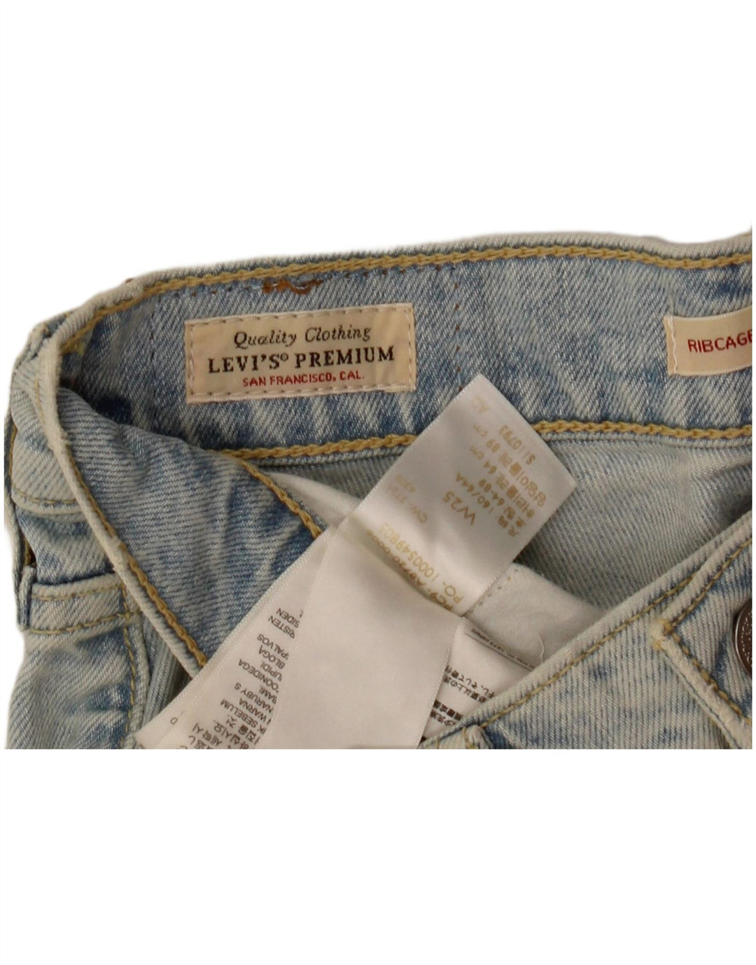 Damskie spodenki jeansowe Levi's Ribcage Bermudy W25 XS Niebieska bawełna