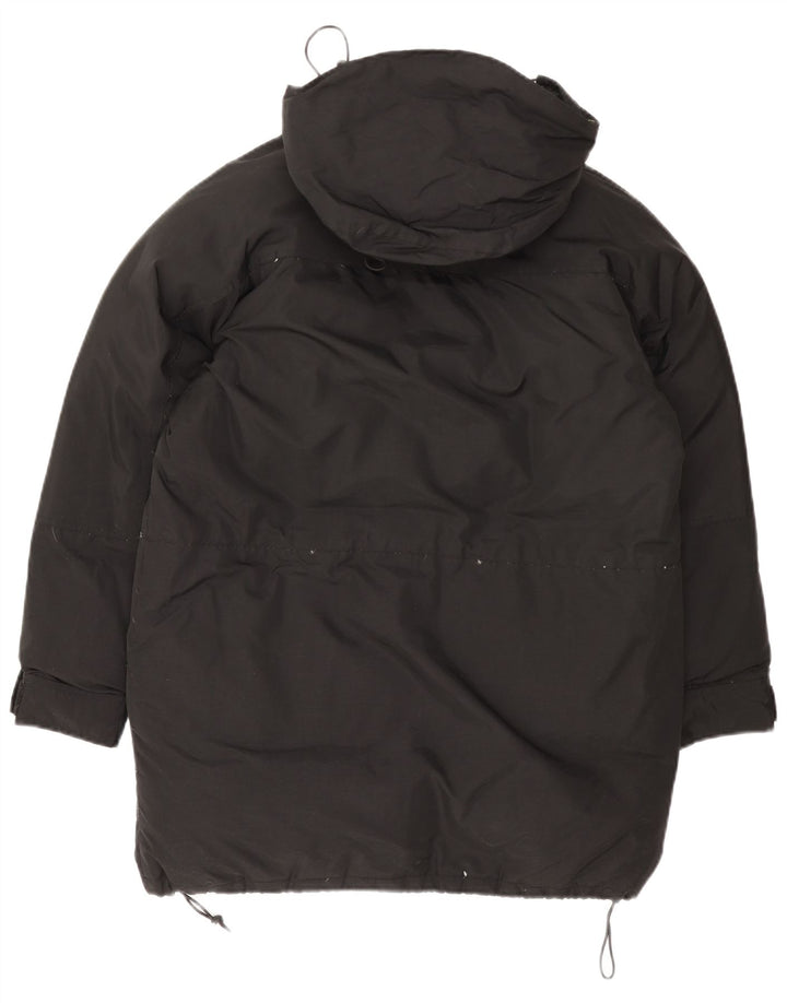 Damski płaszcz z kapturem, oversize, wyściełany Calvin Klein UK 10, mały, czarny nylon