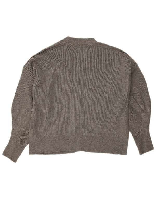 Damski sweter o luźnym kroju Zara Crop Cardigan UK 14 Średni szary wiskoza