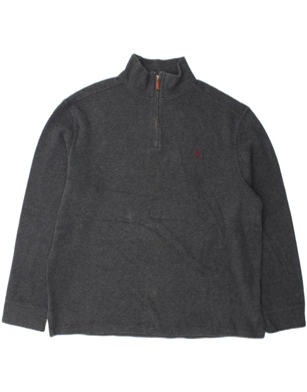 Polo Ralph Lauren Męski sweter z zamkiem błyskawicznym XL, szara bawełna