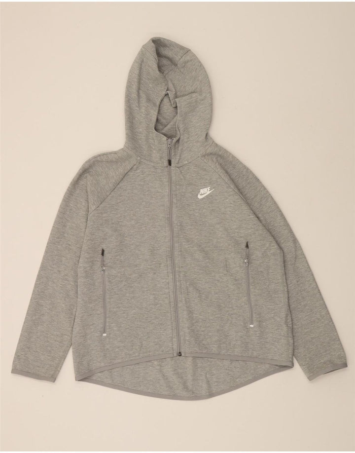 NIKE Womens Oversized Zip Hoodie Sweater UK 16 Large Grey Cotton Vintage Nike and Second-Hand Nike from Messina Hembry 