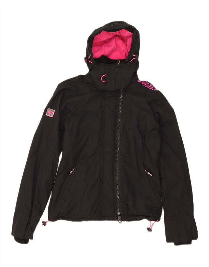 Damska wiatrówka z kapturem Superdry UK 14, średnia czarna