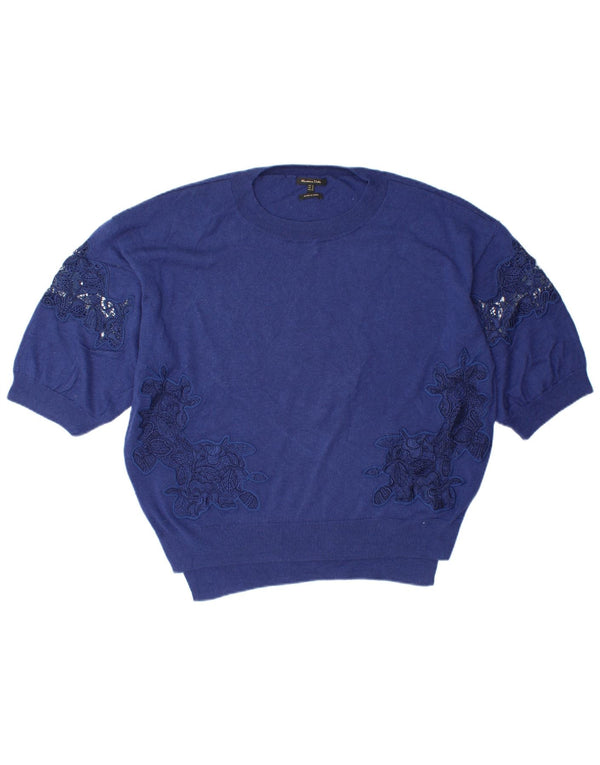 MASSIMO DUTTI Damski sweter oversize z okrągłym dekoltem UK 14, średni niebieski